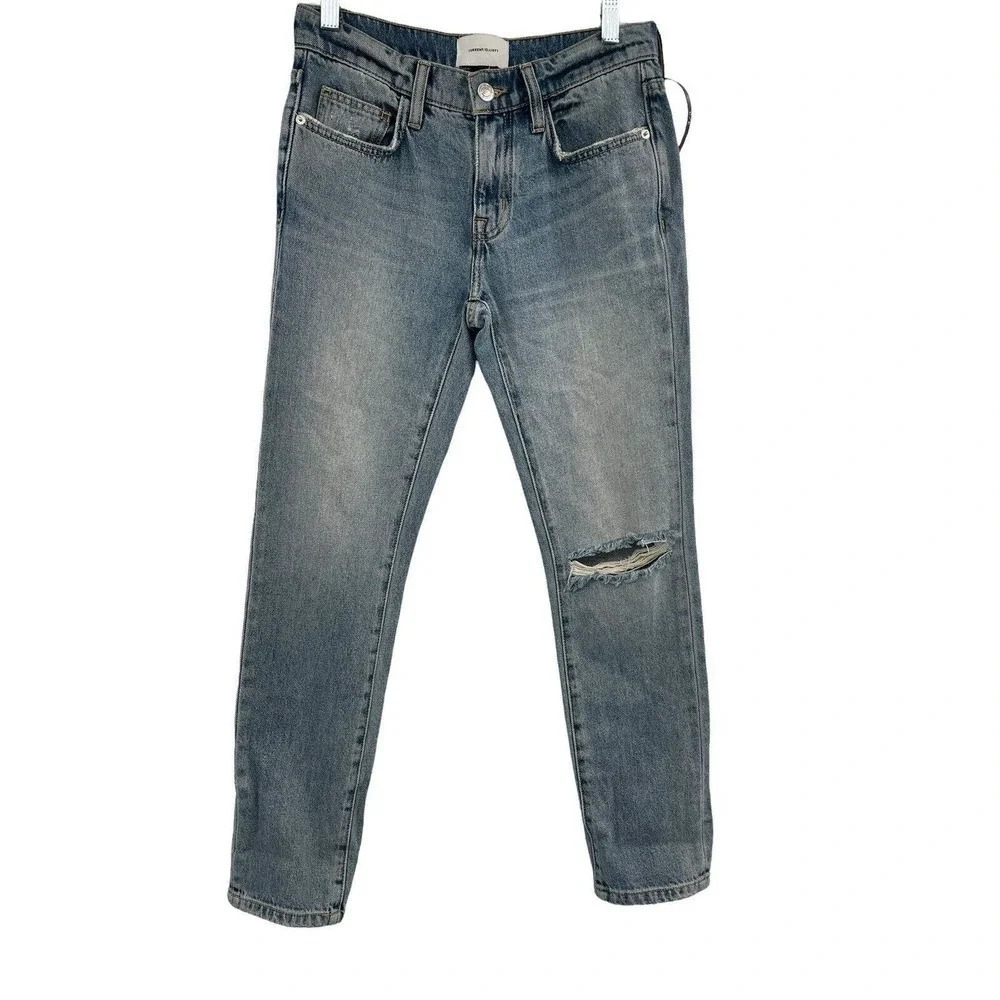 Current/Elliot Jeans The Fling Boyfriend 2 Year Destruction Rigid Indigo 24